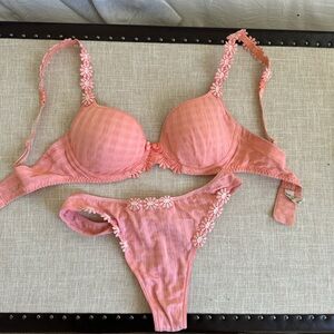 Marie Jo Pink Floral Bralette and Thong